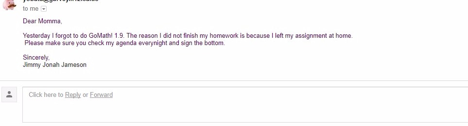 Auto Generated Homework Email
